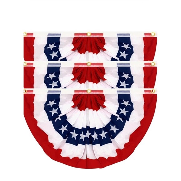 Outdoor Pleated Fan Flag, 3 Pcs 4th of July USA Flag 3x6 Outdoor extra large - Picture 1 of 6